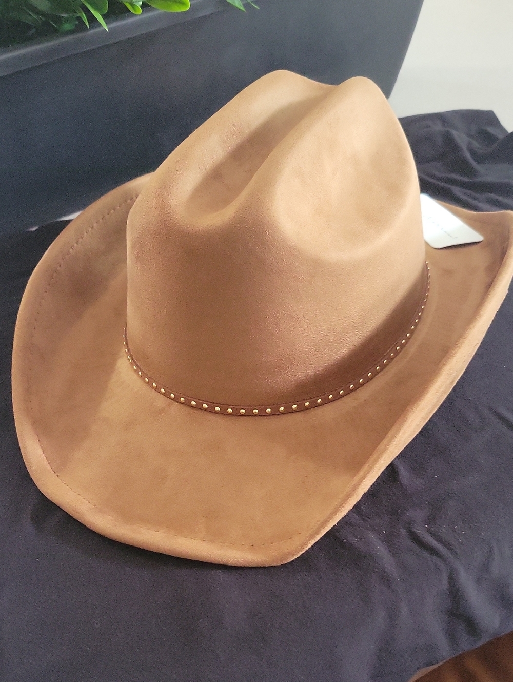 Women's Tan Suede Cowboy Hat with Studded Band